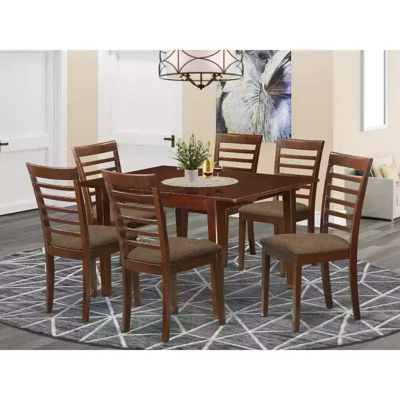 Ensemble de salle à manger 4 places - Petite table de cuisine avec chaises - Design moderne - Finition marron selle