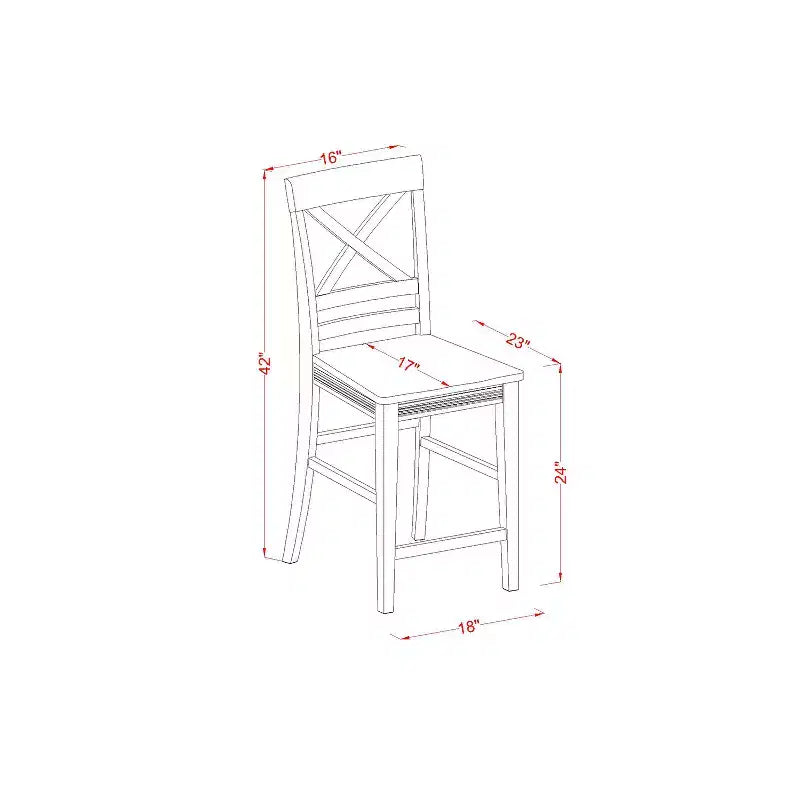Ensemble de salle à manger 3 pièces HomeStock avec table de hauteur comptoir et plateau en bois massif finition chêne marron naturel