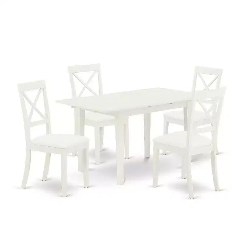 5-Piece Buttermilk and Cherry Solid Wood Top - Dining Room Set - Seats-4