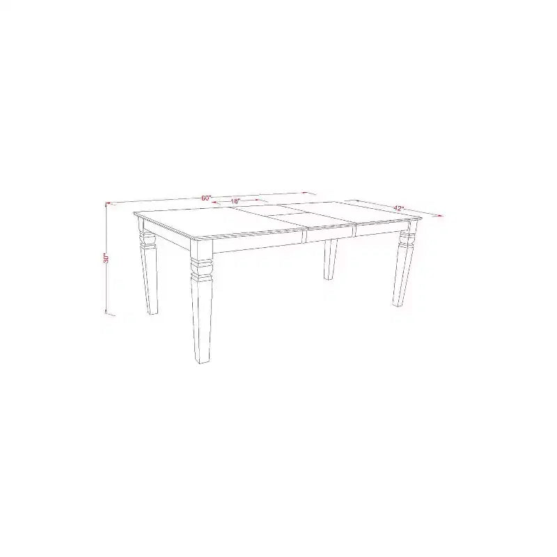 Ensemble de salle à manger rustique 7 pièces, table rectangulaire 42x60 avec rallonge et 6 chaises Parsons