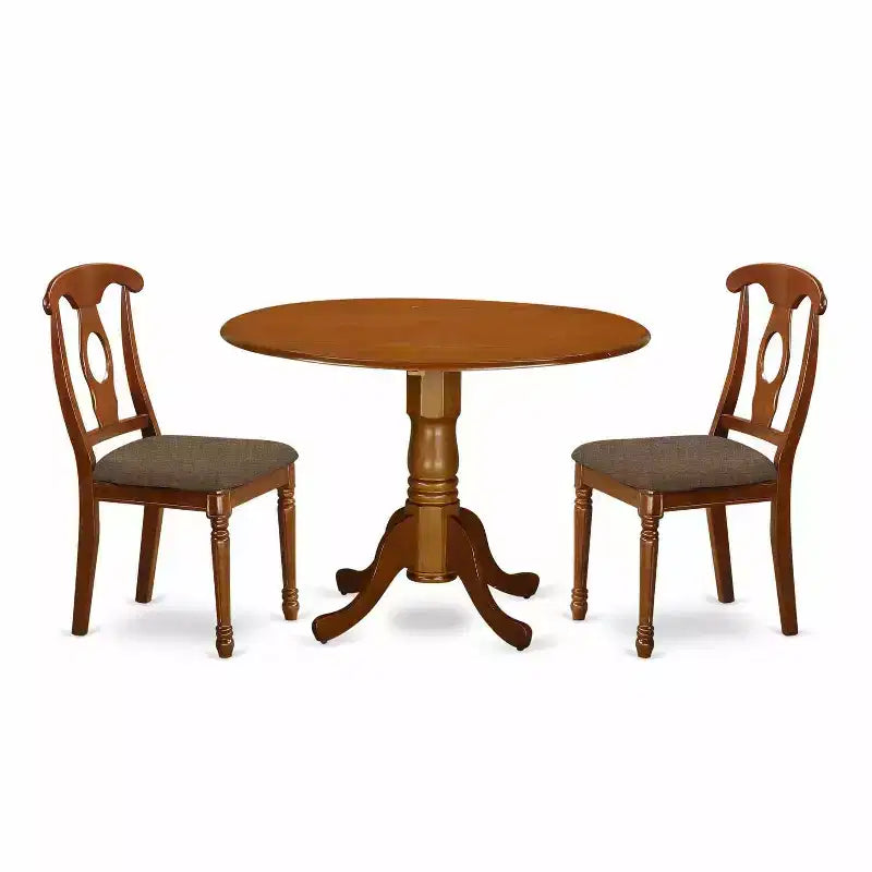 5-Piece Saddle Brown Finish Solid Wood Top - Dining Room Set - Seats 4
