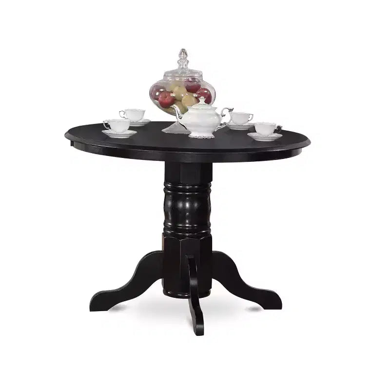HomeStock 3-Pc Black Finish Solid Wood Top - Dining Room Set - Seats 4