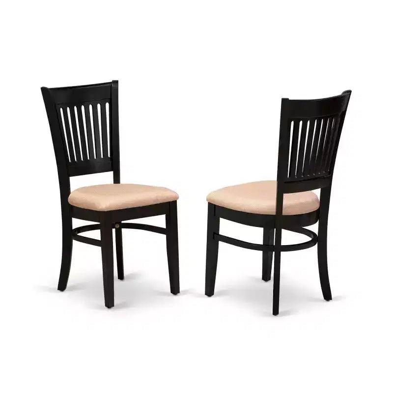 Table de salle à manger HomeStock 5 pièces à plateau en bois massif finition noire avec 4 chaises à dossier ajouré et rallonge à abattant