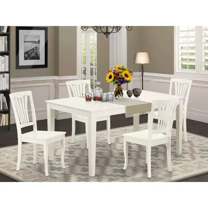 Ensemble de salle à manger rectangulaire 5 pièces Table de 152 cm avec 4 chaises - Style ferme moderne