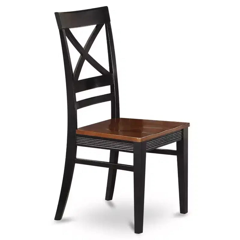 HomeStock Table de salle à manger rectangulaire 5 pièces en bois massif noir et cerisier avec 4 chaises