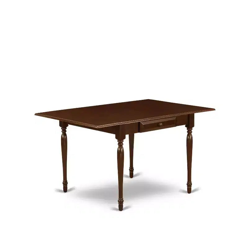 HomeStock 3-Pc Mahogany Finish Rectangular Solid Wood Top with Dropleaf Dining Table Set