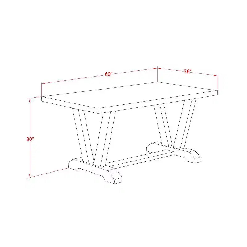 Ensemble de salle à manger 5 pièces en chêne massif naturel avec 1 table et 4 chaises avec