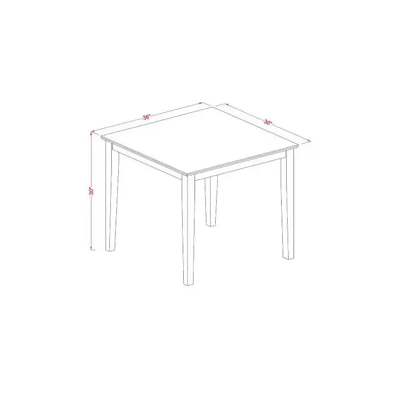 Ensemble de table à manger HomeStock 3 pièces, plateau carré en bois massif, finition noyer antique, pour petits espaces