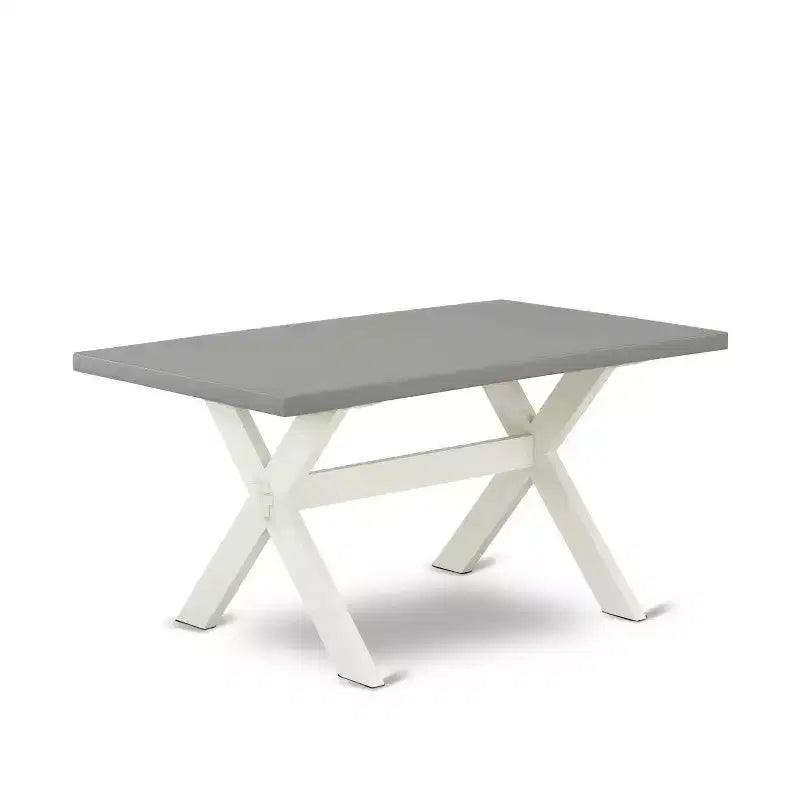 Table de salle à manger rectangulaire 7 pièces en bois massif finition chêne naturel avec 6 chaises Parson