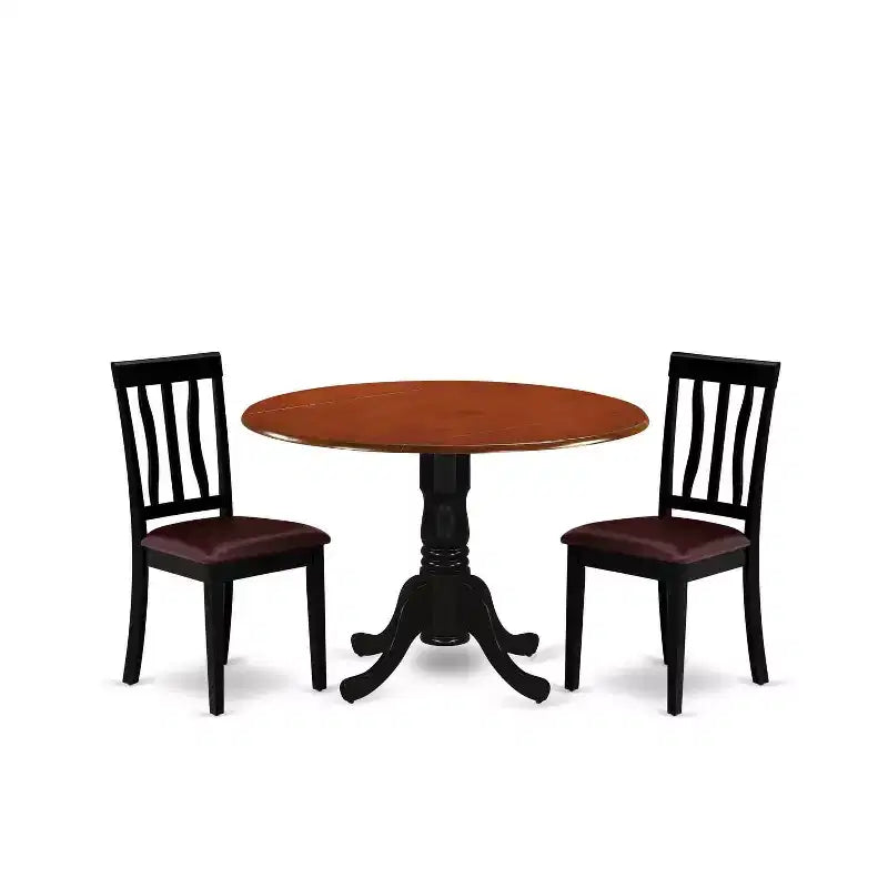 Ensemble de salle à manger - Table ronde avec 2 chaises en bois - Meubles de salle à manger modernes