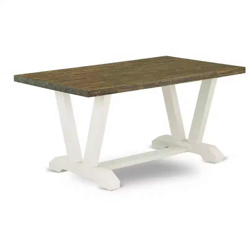 HomeStock Ensemble de salle à manger 5 pièces en chêne naturel avec table rectangulaire à plateau en bois massif et 4 chaises rembourrées