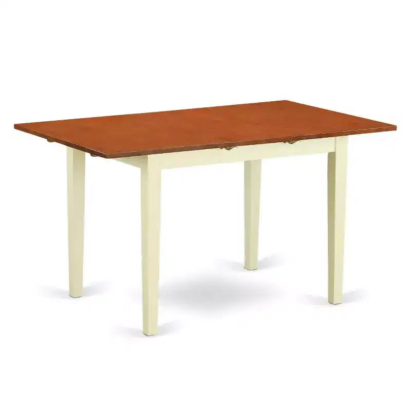 Ensemble de salle à manger rectangulaire 5 pièces en bois massif à plateau blanc lin - 4 places