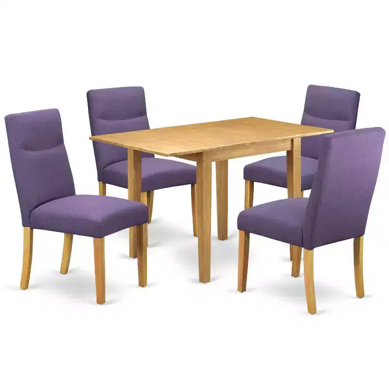 HomeStock 5-Pc Natural Oak Finish Solid Wood Top - Dining Room Set - Seats 4