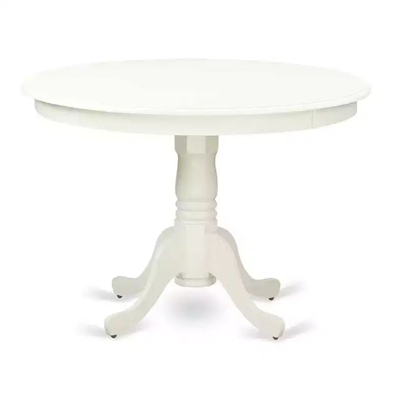 Ensemble de salle à manger rond 5 pièces - Table de 42 pouces et 4 chaises - Ensemble de cuisine moderne - Pieds blanc lin - Tissu Shitake foncé