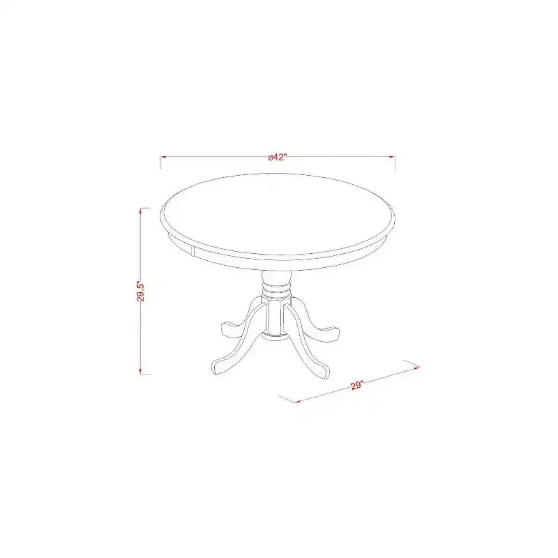Ensemble de salle à manger rond 5 pièces - Table de 42 pouces et 4 chaises - Ensemble de cuisine moderne - Pieds blanc lin - Tissu Shitake foncé
