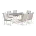 HomeStock 7-Piece Natural Oak Finish Solid Wood Top Dining Table with 6-Chairs