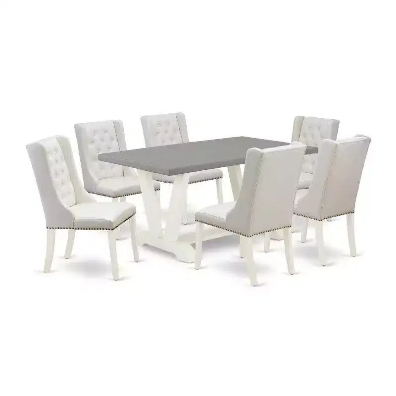 HomeStock 7-Piece Natural Oak Finish Solid Wood Top Dining Table with 6-Chairs