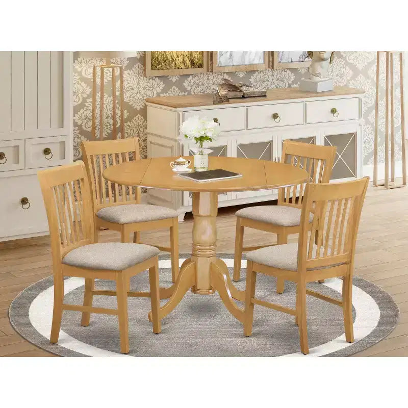 Ensemble petite table de cuisine et 4 chaises - Table à manger à rallonges 42 pouces, finition chêne