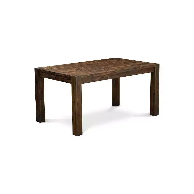 Ensemble de salle à manger HomeStock 5 pièces rectangulaire en bois massif, finition naturelle, avec dessus rembourré – 4 places