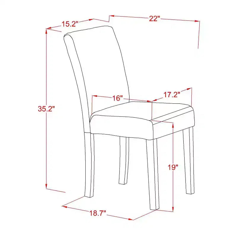 Ensemble table à manger ronde 5 pièces - Table 36" et 4 chaises - Tissu lin, pieds acajou - Meubles de salle à manger élégants