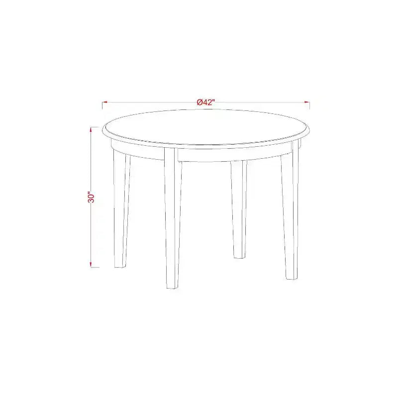 Ensemble de salle à manger 3 pièces HomeStock avec table ronde plateau bois massif finition blanc lin