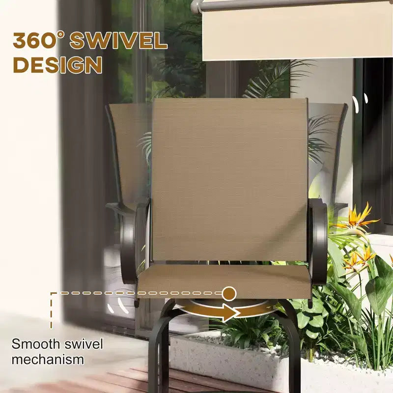 Lot de 2 tabourets de bar d'extérieur, chaises de bar pivotantes à 360 degrés, 26,75 x 29,5 x 48,5