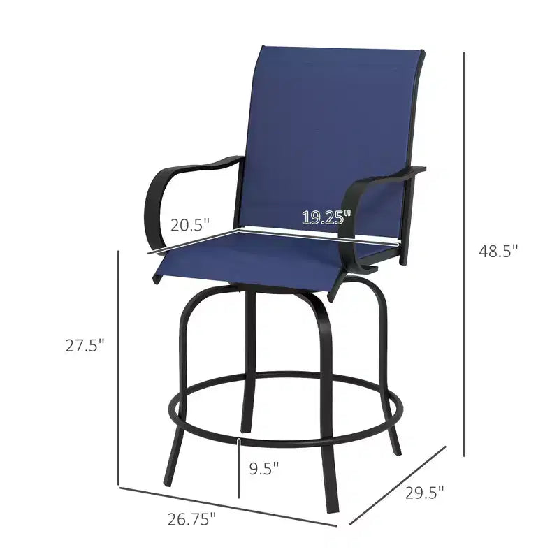 Lot de 2 tabourets de bar d'extérieur, chaises de bar pivotantes à 360 degrés, 26,75 x 29,5 x 48,5