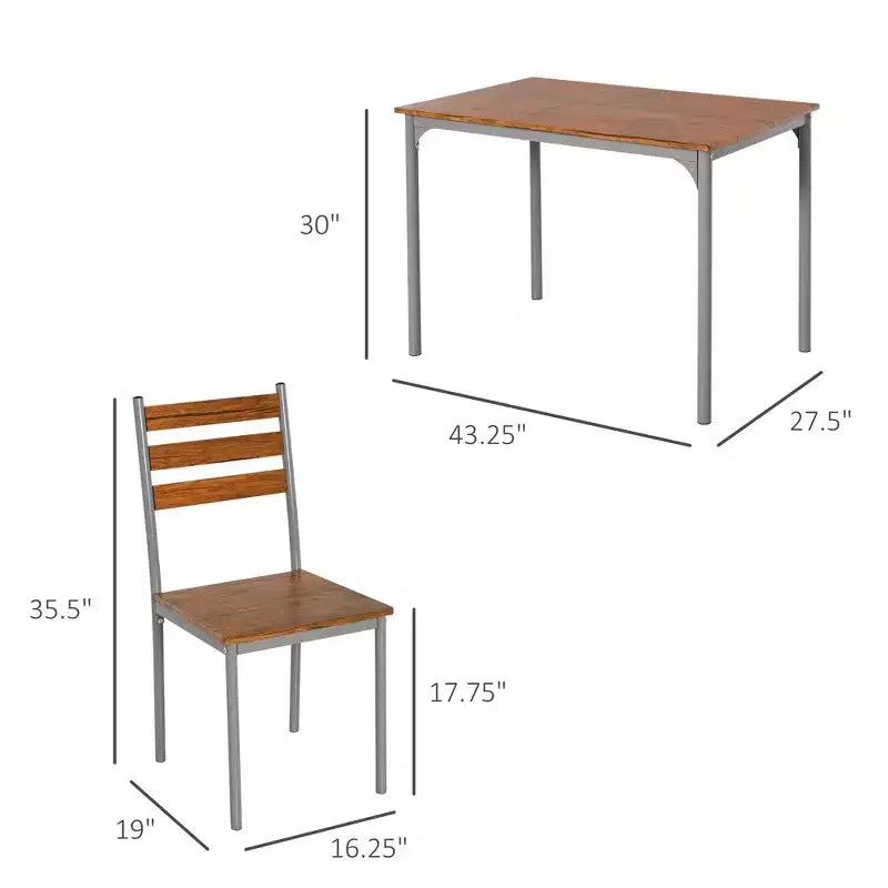 Ensemble table et chaises de salle à manger pour 4, 5 pièces, moderne, en bois massif, pour petits espaces, coin repas.