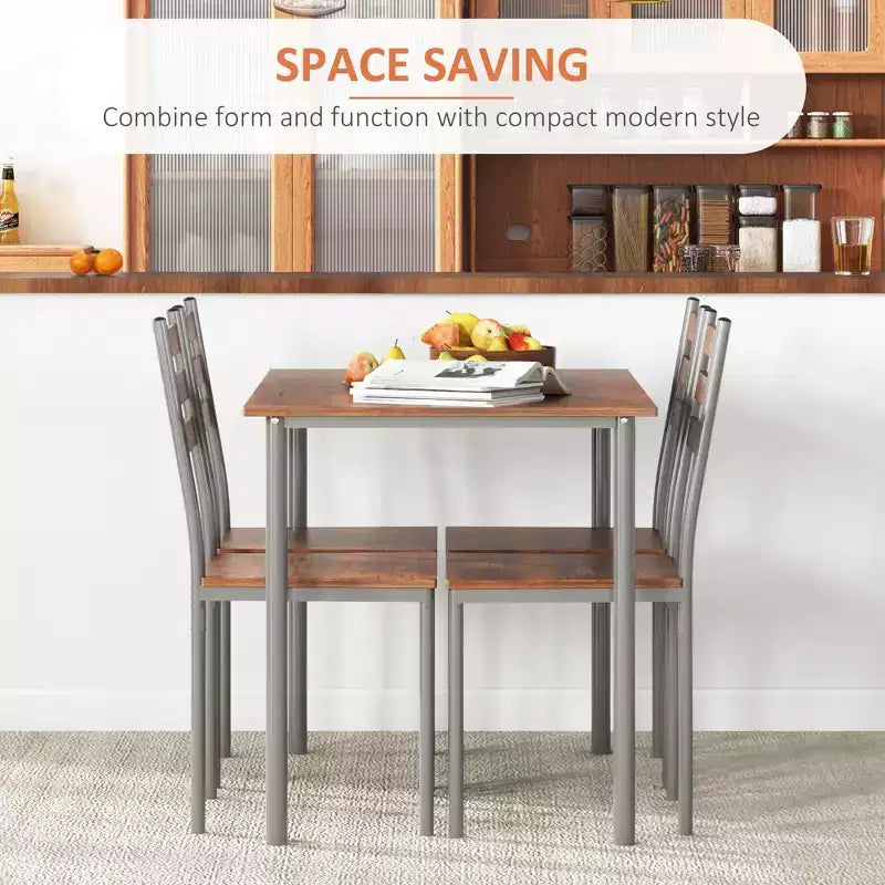 Ensemble table et chaises de salle à manger pour 4, 5 pièces, moderne, en bois massif, pour petits espaces, coin repas.