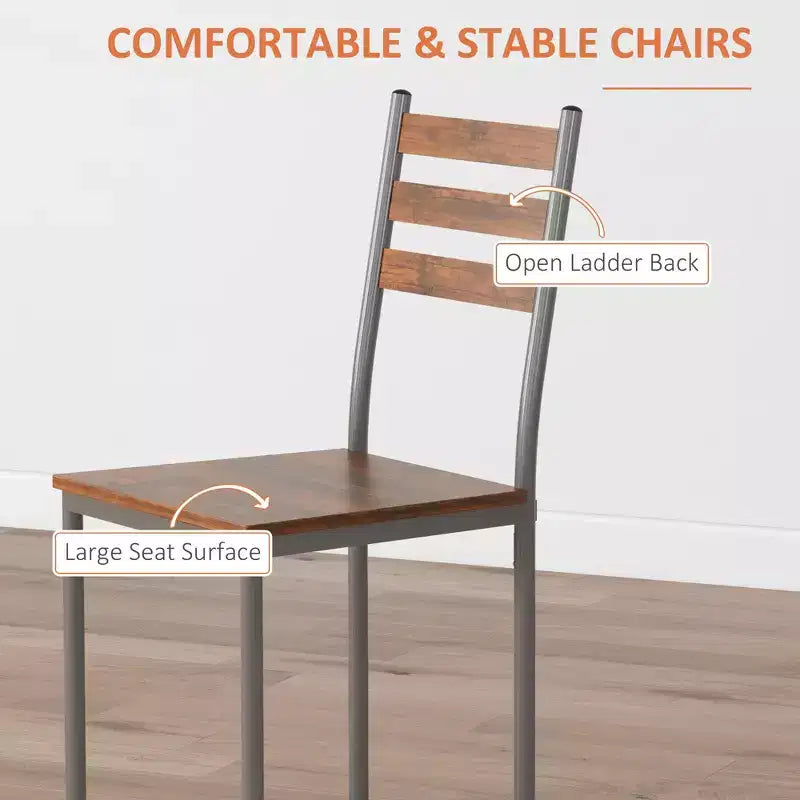Ensemble table et chaises de salle à manger pour 4, 5 pièces, moderne, en bois massif, pour petits espaces, coin repas.