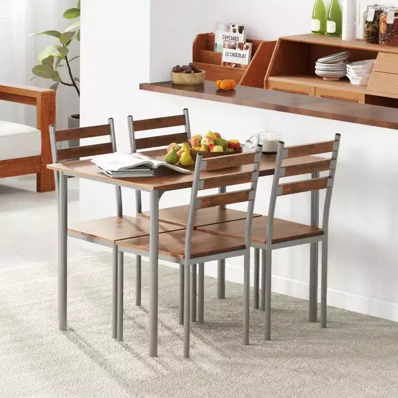 Ensemble table et chaises de salle à manger pour 4, 5 pièces, moderne, en bois massif, pour petits espaces, coin repas.