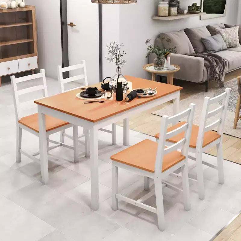 Ensemble table et chaises de salle à manger pour 4, 5 pièces, moderne, en bois massif, pour petits espaces, coin repas.