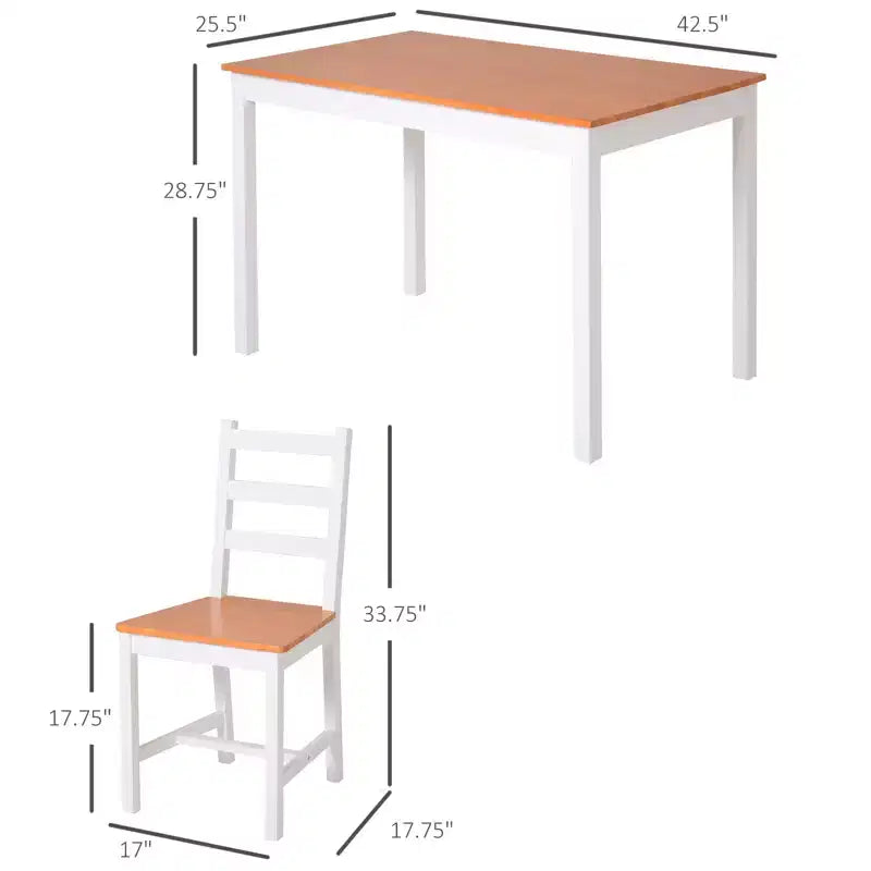 Ensemble table et chaises de salle à manger pour 4, 5 pièces, moderne, en bois massif, pour petits espaces, coin repas.