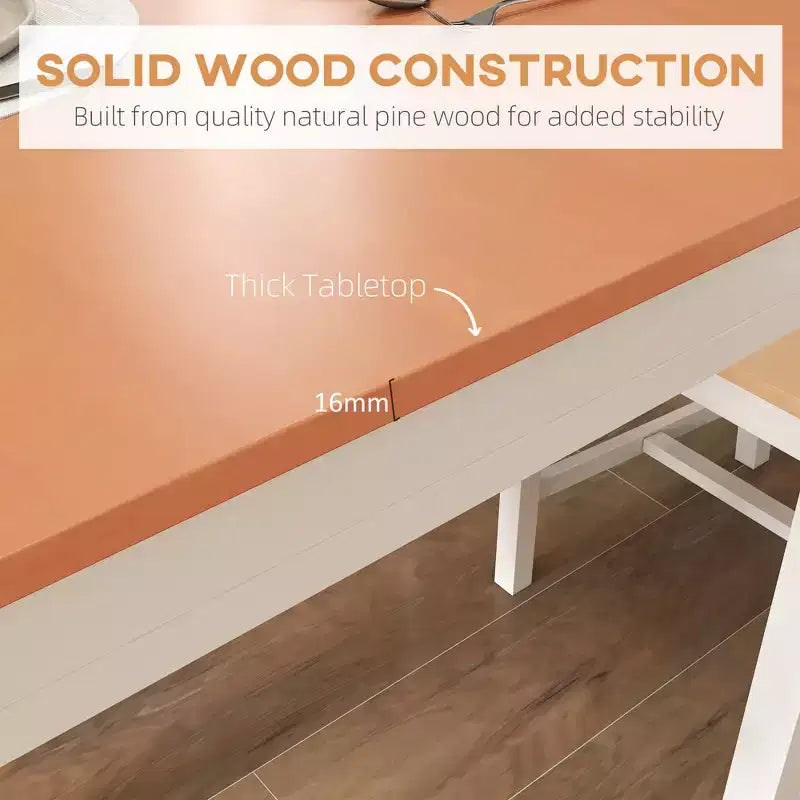 Ensemble table et chaises de salle à manger pour 4, 5 pièces, moderne, en bois massif, pour petits espaces, coin repas.