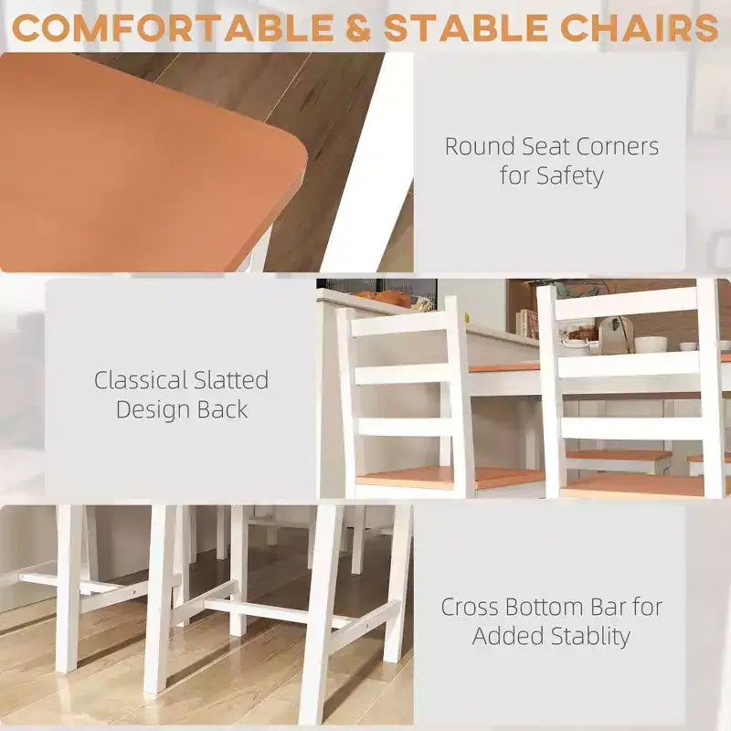 Ensemble table et chaises de salle à manger pour 4, 5 pièces, moderne, en bois massif, pour petits espaces, coin repas.