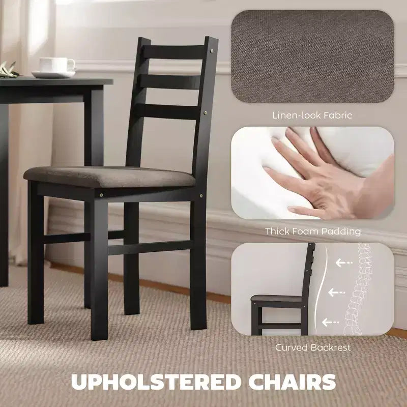 Ensemble table et chaises de salle à manger pour 4, 5 pièces, moderne, en bois massif, pour petits espaces, coin repas.