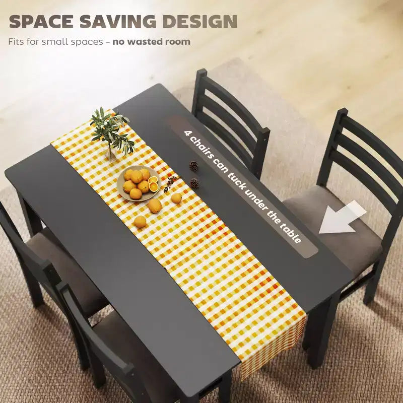 Ensemble table et chaises de salle à manger pour 4, 5 pièces, moderne, en bois massif, pour petits espaces, coin repas.