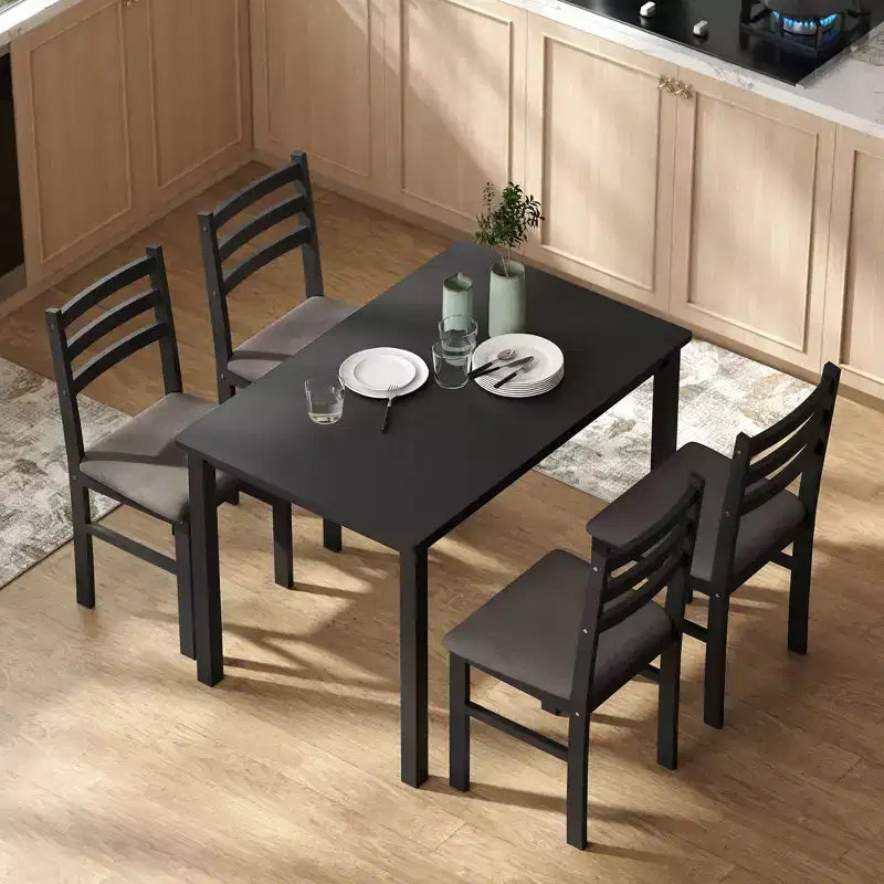 Ensemble table et chaises de salle à manger pour 4, 5 pièces, moderne, en bois massif, pour petits espaces, coin repas.