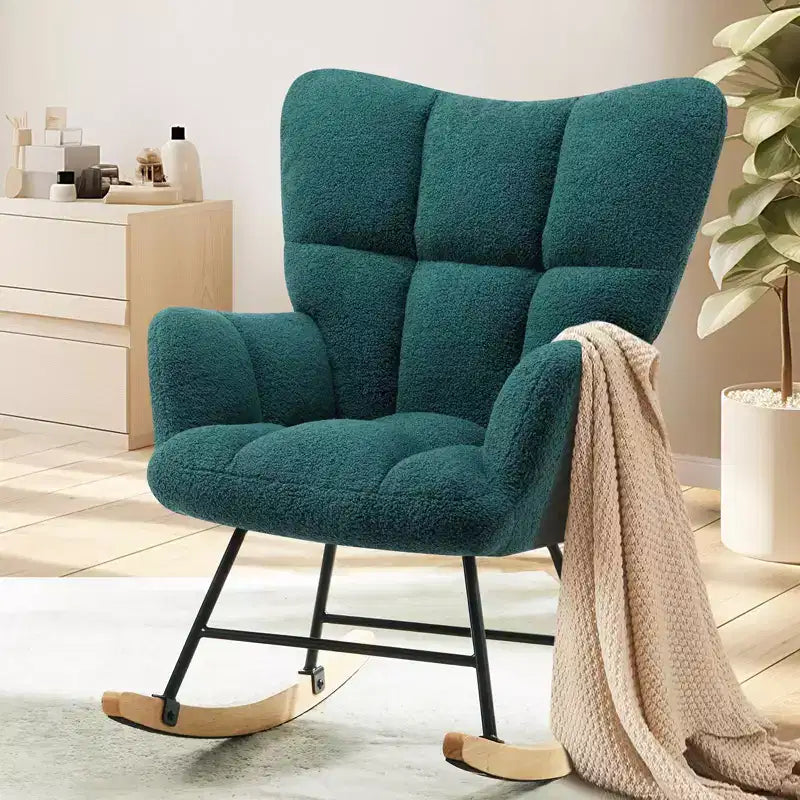 Fauteuil à bascule et planeur Teddy rembourré, chaise moderne avec dossier haut, capacité de 113 kg, fauteuils à bascule d'appoint pour salon, chambre d'enfant, chambre à coucher