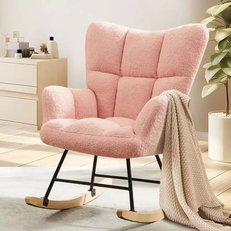 Fauteuil à bascule et planeur Teddy rembourré, chaise moderne avec dossier haut, capacité de 113 kg, fauteuils à bascule d'appoint pour salon, chambre d'enfant, chambre à coucher