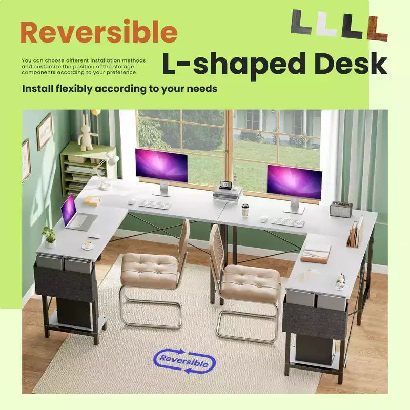 Bureau d'angle 50" avec sac de rangement latéral, support d'unité centrale et cadre métallique, bureau de jeu pour bureau à domicile, dortoir, salle d'étude
