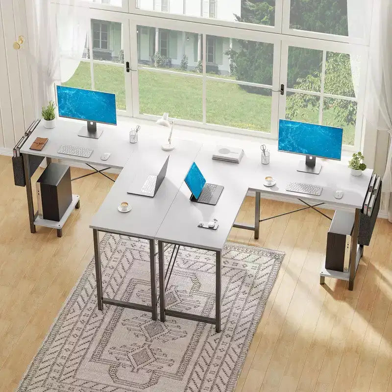 Bureau d'angle 50" avec sac de rangement latéral, support d'unité centrale et cadre métallique, bureau de jeu pour bureau à domicile, dortoir, salle d'étude
