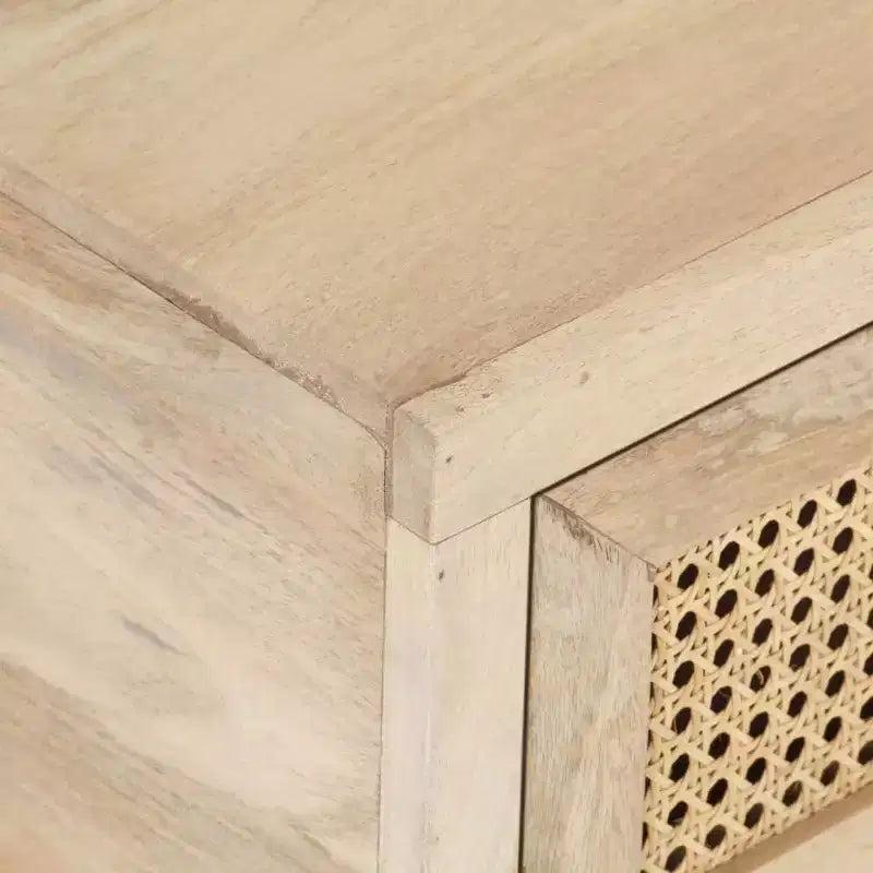 Table basse 35,4x19,7x14,6 cm en manguier massif et rotin naturel