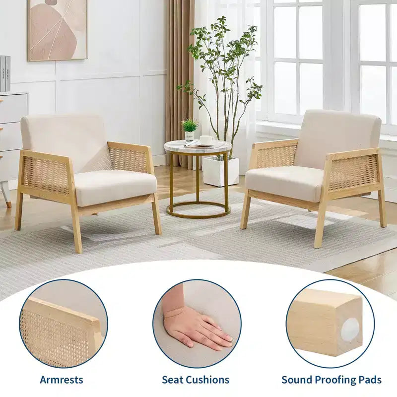 Fauteuil d'appoint rembourré, fauteuils de salon modernes avec pieds en bois pour le salon et le patio