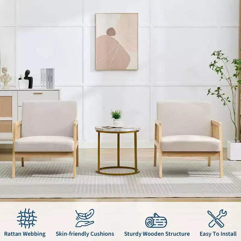 Fauteuil d'appoint rembourré, fauteuils de salon modernes avec pieds en bois pour le salon et le patio