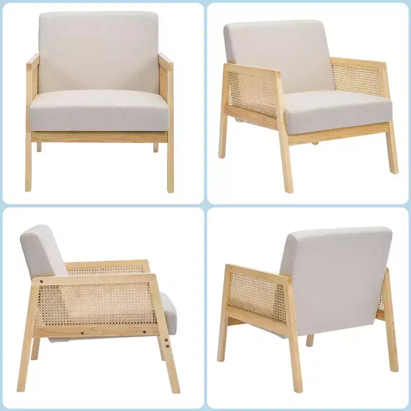 Fauteuil d'appoint rembourré, fauteuils de salon modernes avec pieds en bois pour le salon et le patio