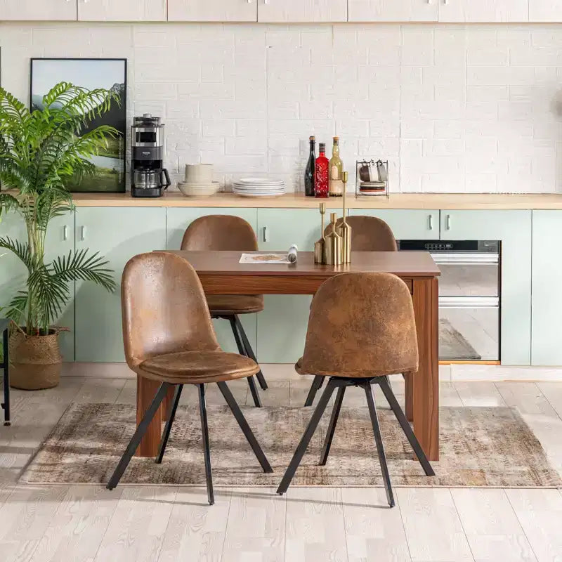 Ensemble de table à manger FurnitureR 47.2 avec 4 chaises pivotantes, plateau et pieds en MDF, chaises de salle à manger rembourrées rotatives à 360° pour la cuisine et la salle à manger