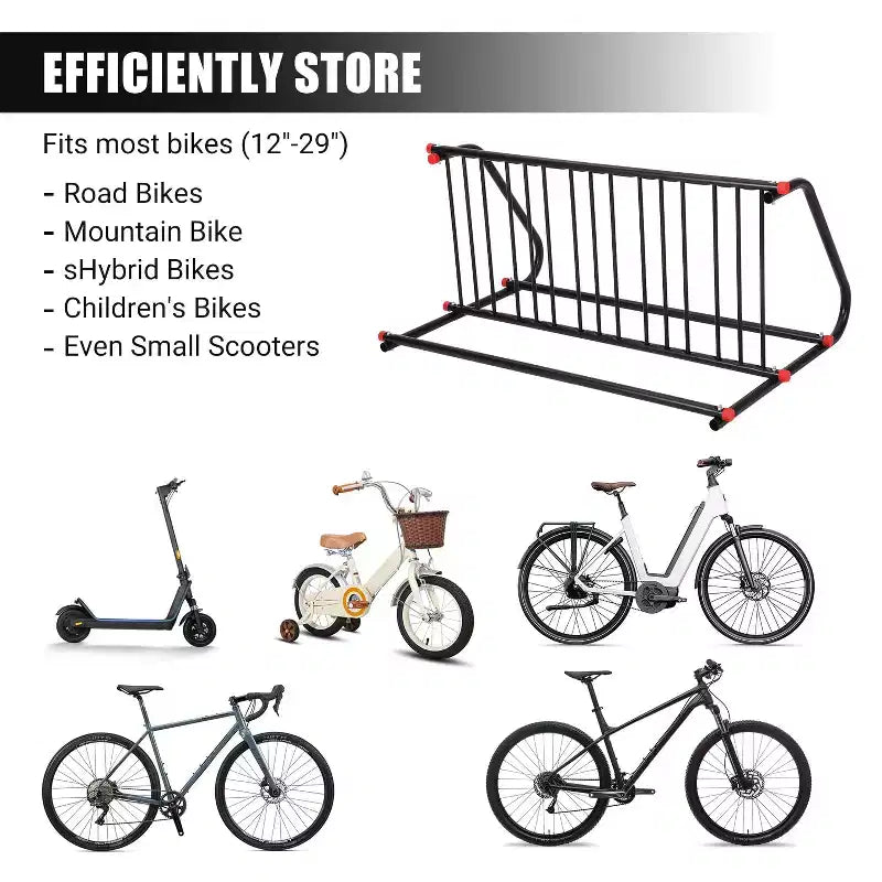 Support de stationnement pour vélos de sol commercial robuste, support de stationnement pour 5/10 vélos, support de vélo extérieur en acier pour garages, magasins, écoles, solide et facile à assembler
