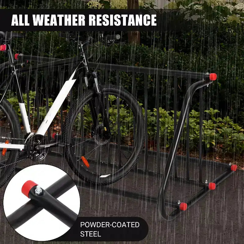 Support de stationnement pour vélos de sol commercial robuste, support de stationnement pour 5/10 vélos, support de vélo extérieur en acier pour garages, magasins, écoles, solide et facile à assembler