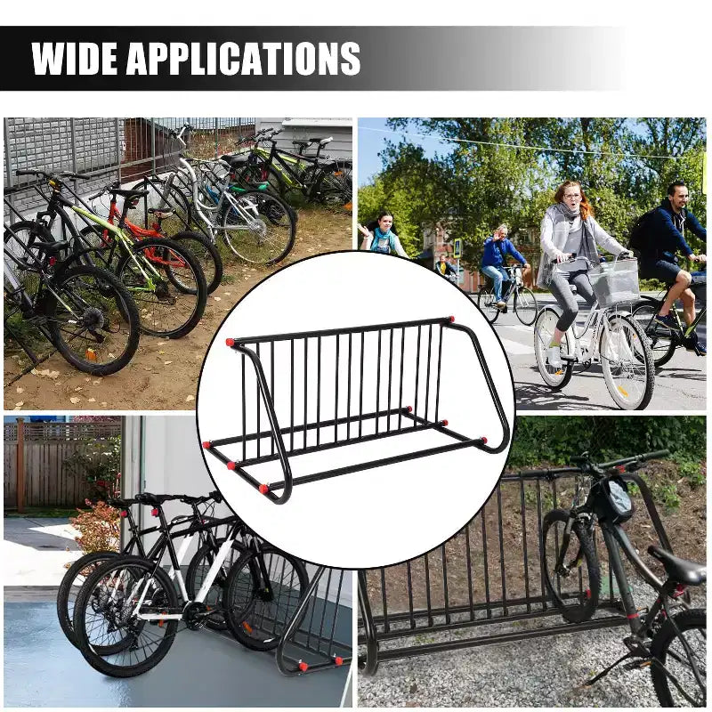 Support de stationnement pour vélos de sol commercial robuste, support de stationnement pour 5/10 vélos, support de vélo extérieur en acier pour garages, magasins, écoles, solide et facile à assembler